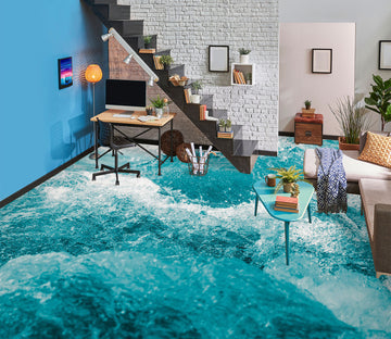 3D Wave Crash 034 Floor Mural  Wallpaper Murals Rug & Mat Print Epoxy waterproof bath floor