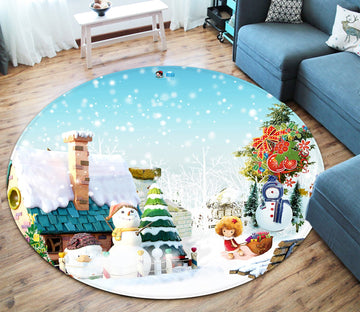 3D Christmas Decoration Chair 053 Round Non Slip Rug Mat Mat AJ Creativity Home 