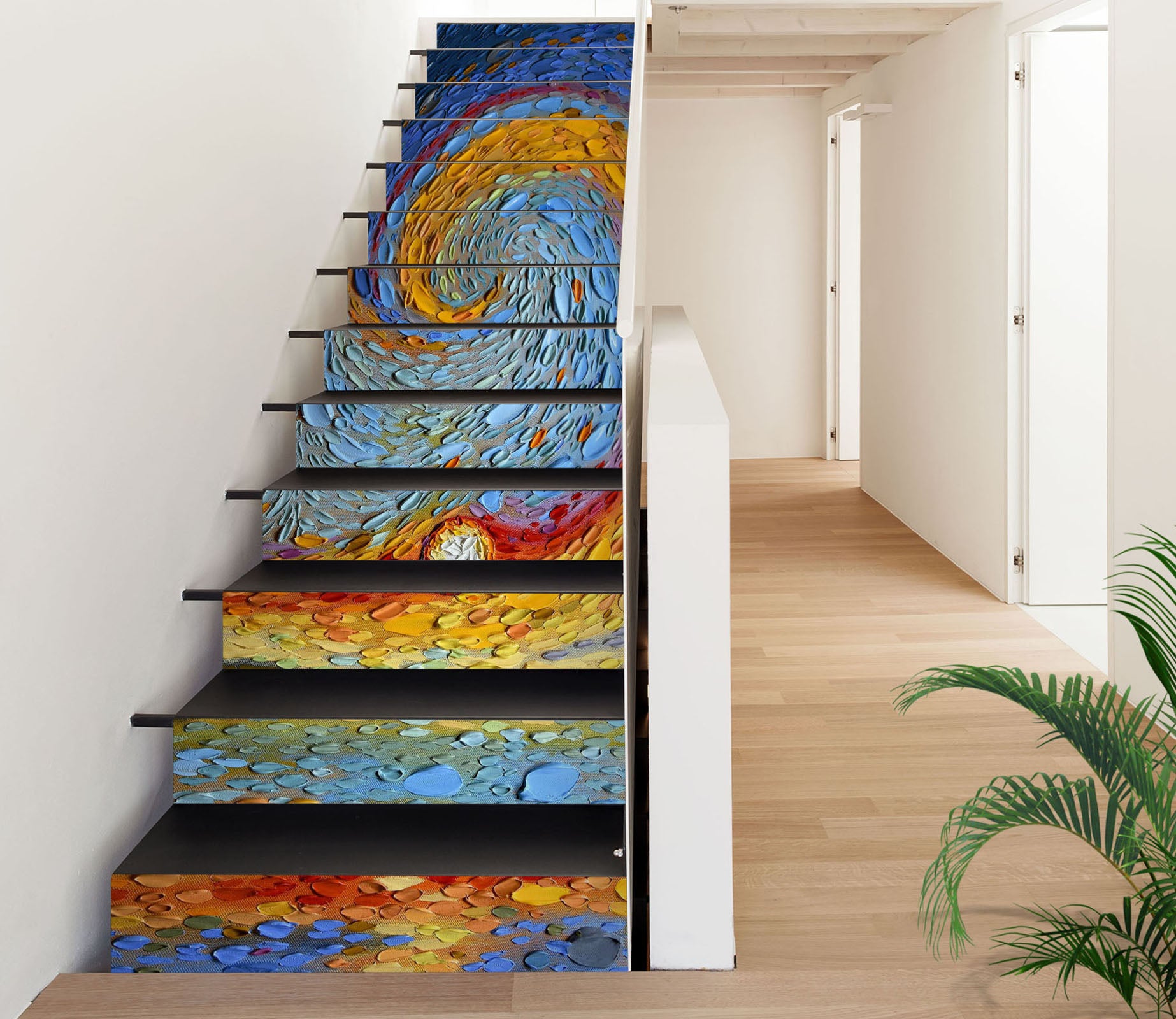 3D Red Blue Pattern Oil Painting 96155 Dena Tollefson Stair Risers