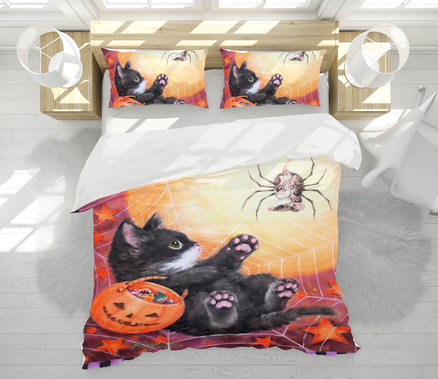 3D Halloween Black Cat 5962 Kayomi Harai Bedding Bed Pillowcases Quilt Cover Duvet Cover