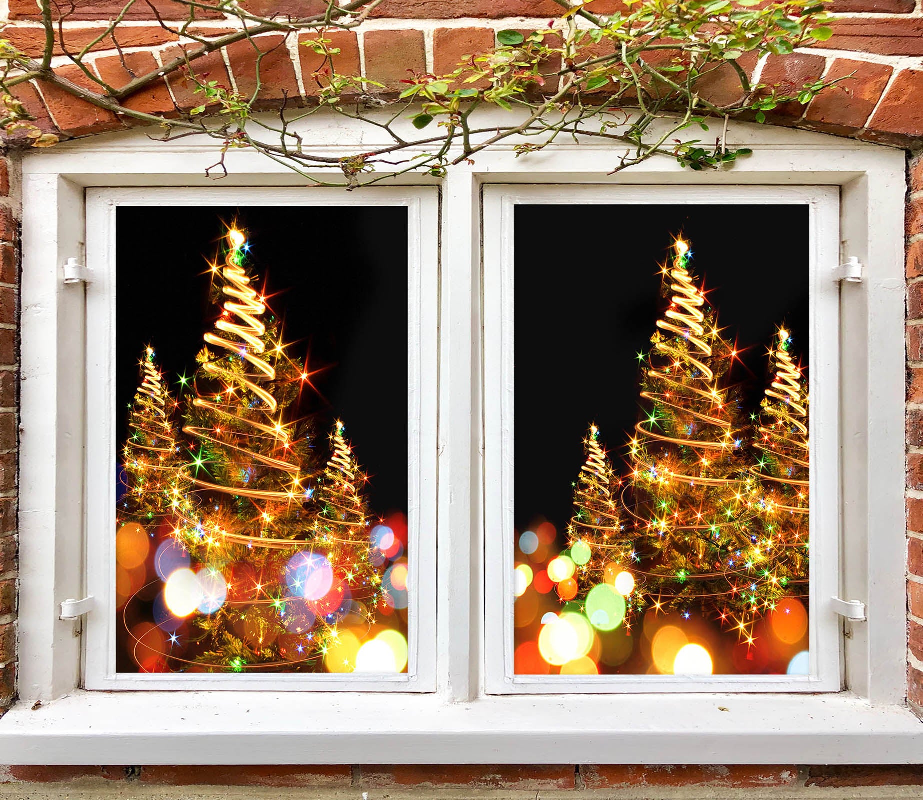 3D Light Christmas Tree 30006 Christmas Window Film Print Sticker Cling Stained Glass Xmas