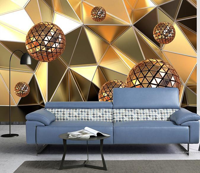3D Golden Ball 86 Wall Murals Wallpaper AJ Wallpaper 2 