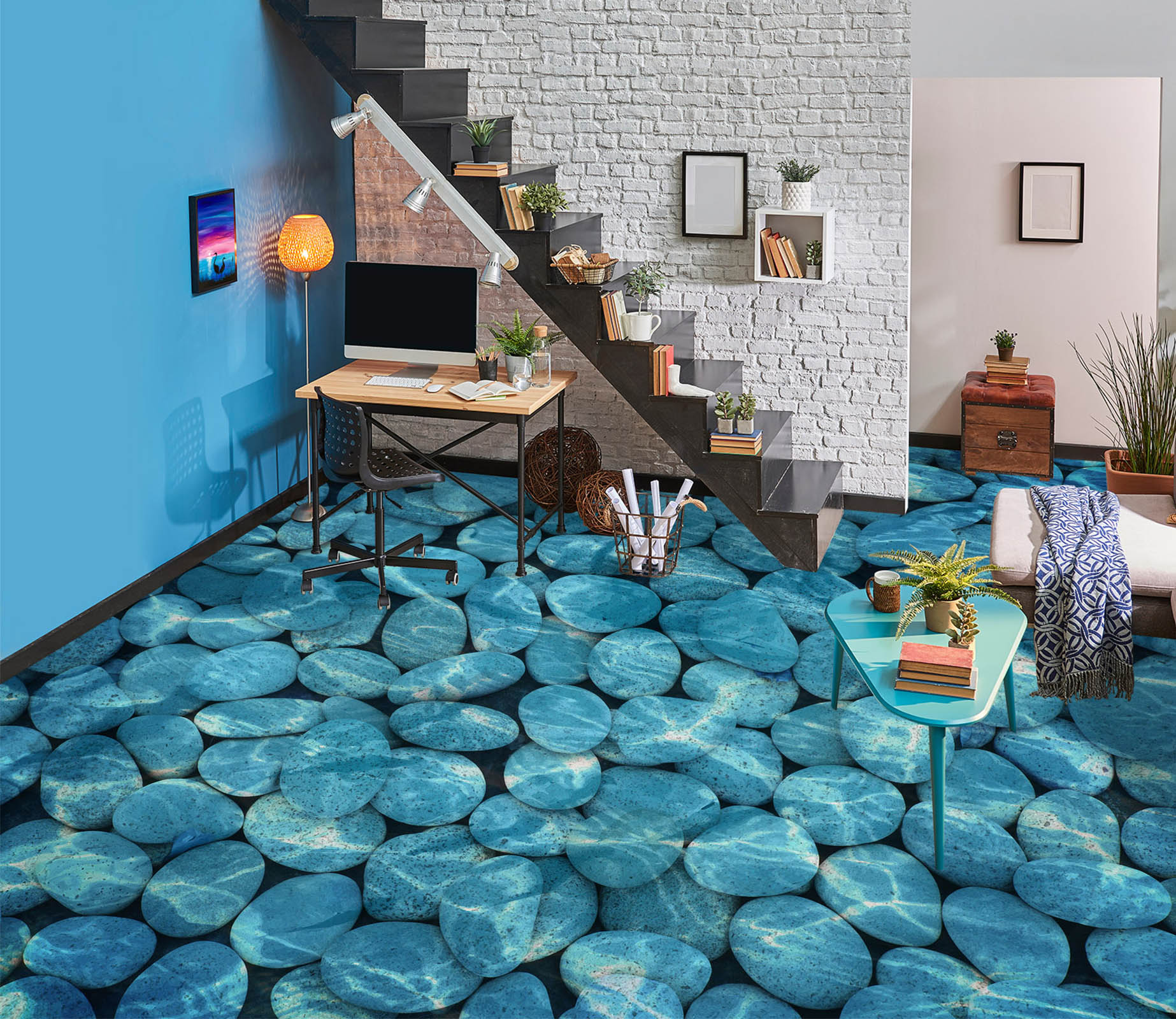 3D Clear Blue Pond Water 226 Floor Mural  Wallpaper Murals Rug & Mat Print Epoxy waterproof bath floor