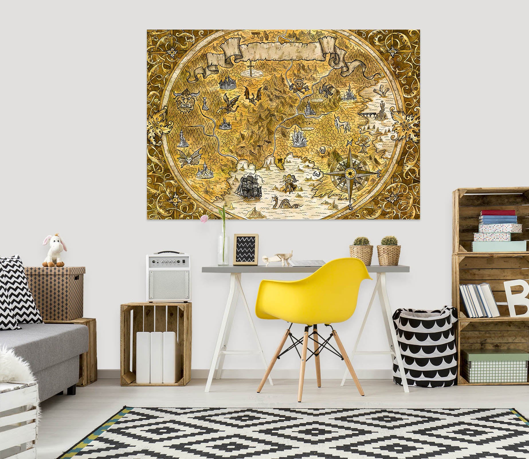 3D Valley River 280 World Map Wall Sticker