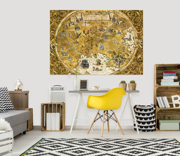 3D Valley River 280 World Map Wall Sticker