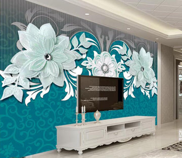 3D Green Flower WC1590 Wall Murals