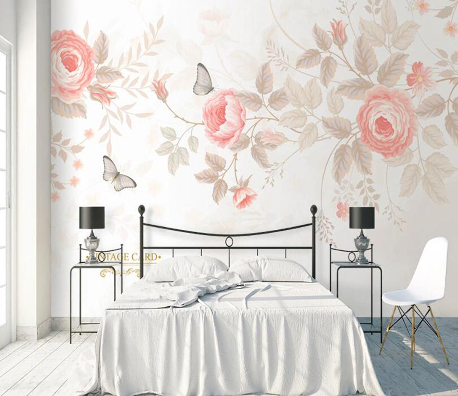 3D Elegant Flower Butterfly 1063 Wall Murals