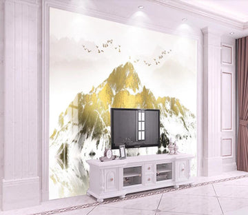 3D Golden Beautiful Mountains 2163 Wall Murals