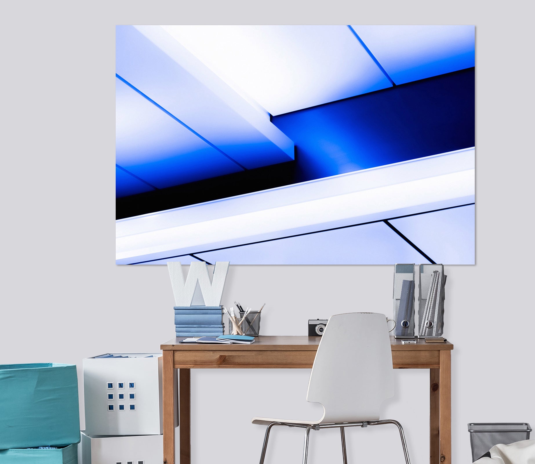 3D Blue Minimalism 026 Noirblanc777 Wall Sticker