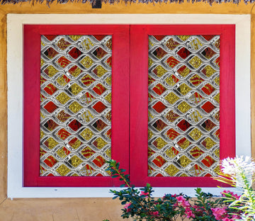 3D Red Diamond 204 Window Film Print Sticker Cling Stained Glass UV Block