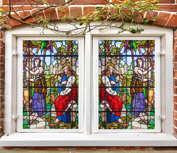 3D Female Believer 070 Window Film Print Sticker Cling Stained Glass UV Block