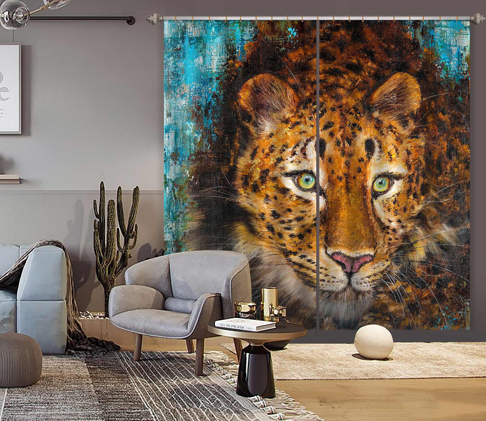 3D Painted Leopard 410 Skromova Marina Curtain Curtains Drapes
