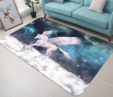 3D White Clouds Unicorn 36 Non Slip Rug Mat Mat AJ Creativity Home 
