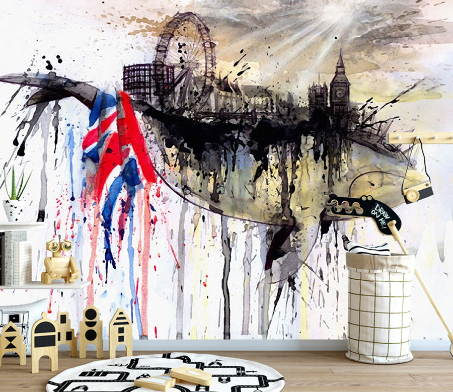 3D Whale Pattern WG102 Wall Murals