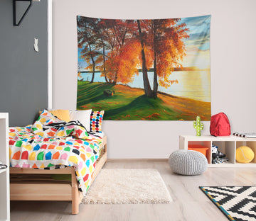 3D Autumn Tree Sunset 862 Marina Zotova Tapestry Hanging Cloth Hang