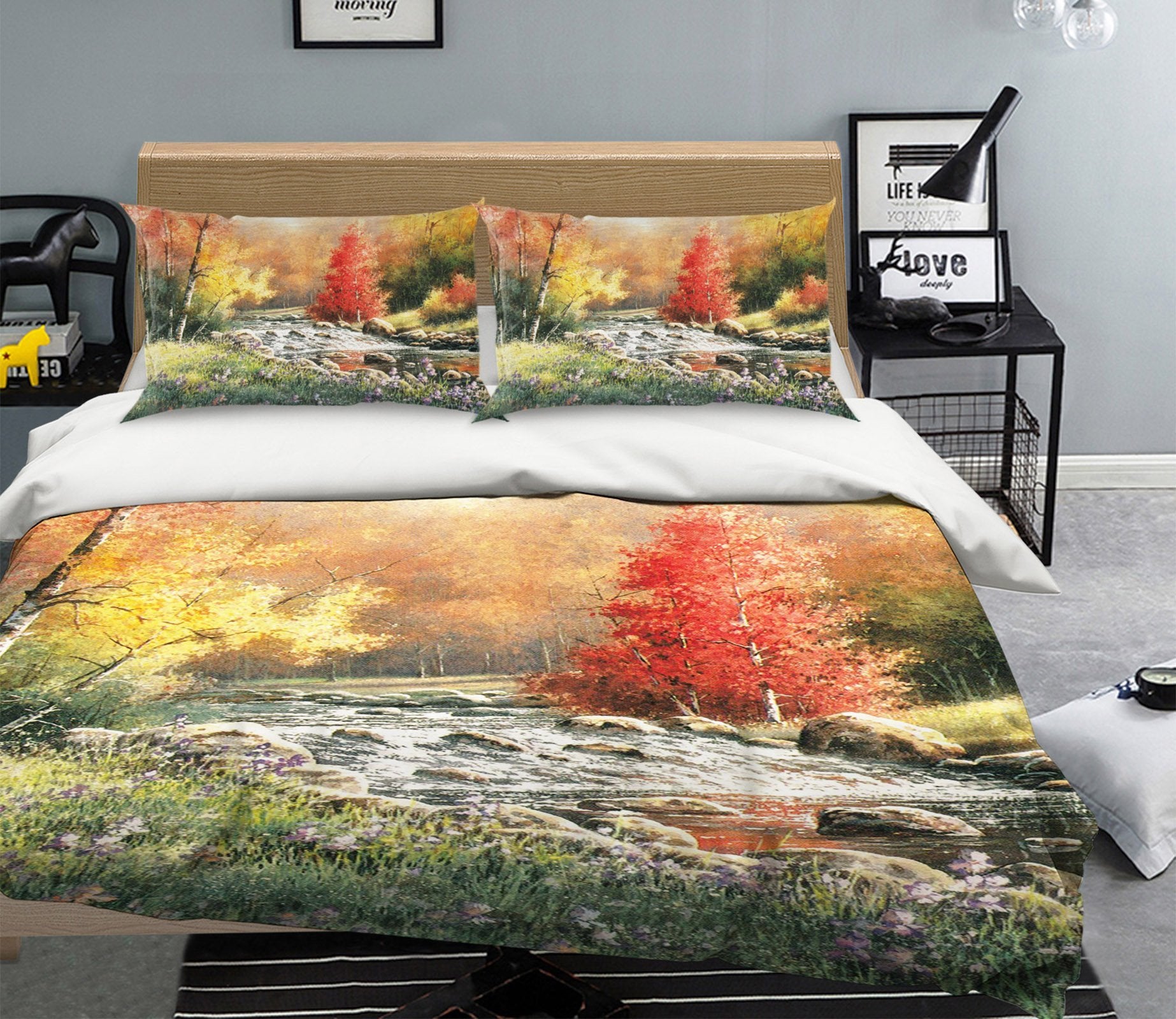 3D Maple River 085 Bed Pillowcases Quilt Wallpaper AJ Wallpaper 