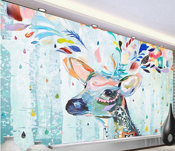 3D Painted Deer WG196 Wall Murals