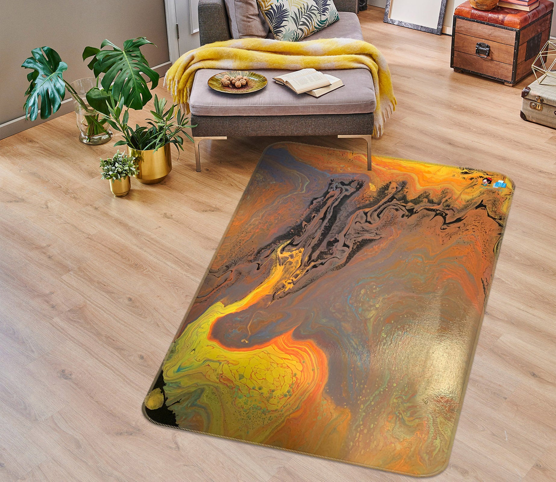 3D Golden Texture 40025 Valerie Latrice Rug Non Slip Rug Mat