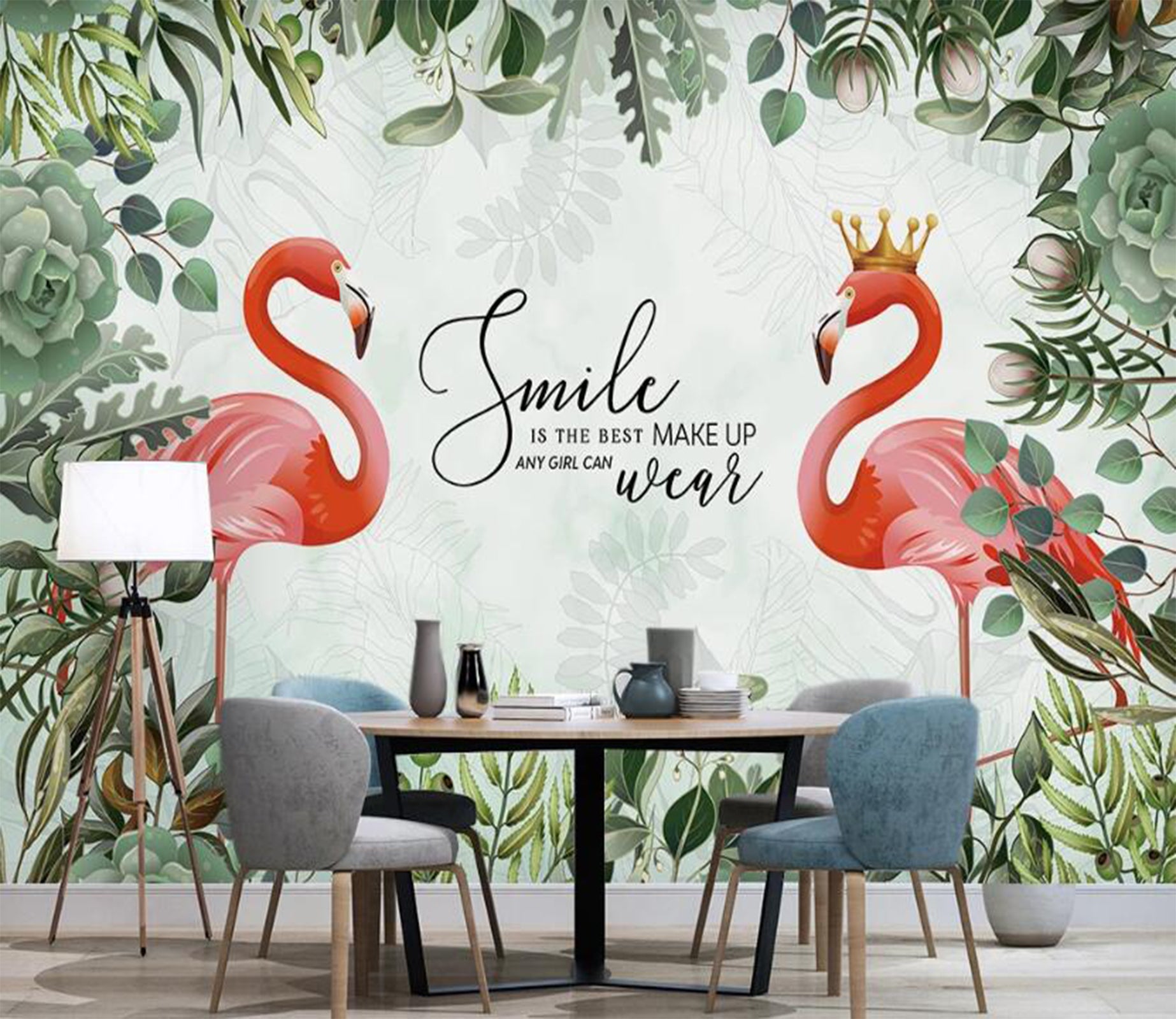 3D Smiling Red Flamingos 2423 Wall Murals