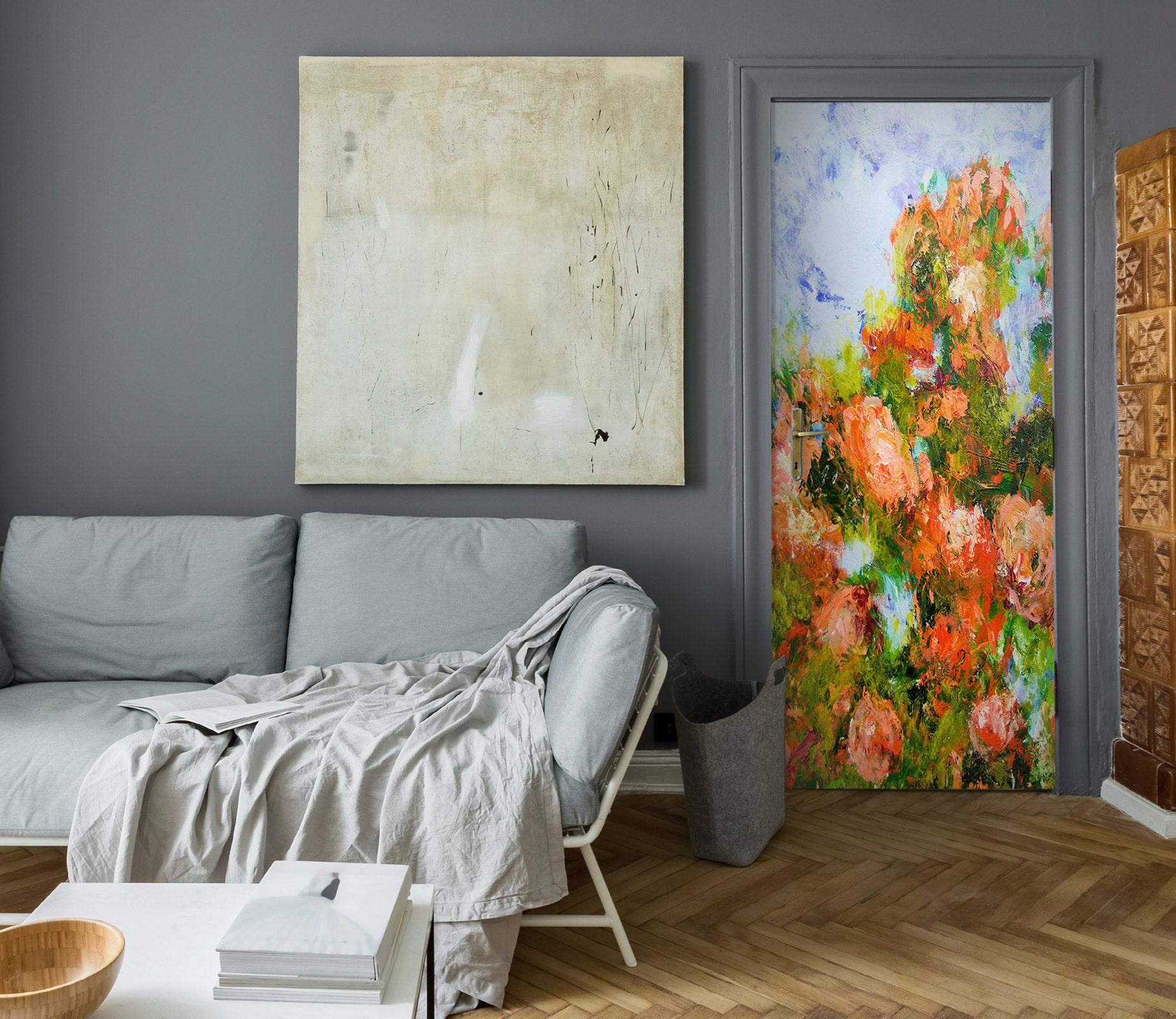 3D Red Flowers Painting 93206 Allan P. Friedlander Door Mural
