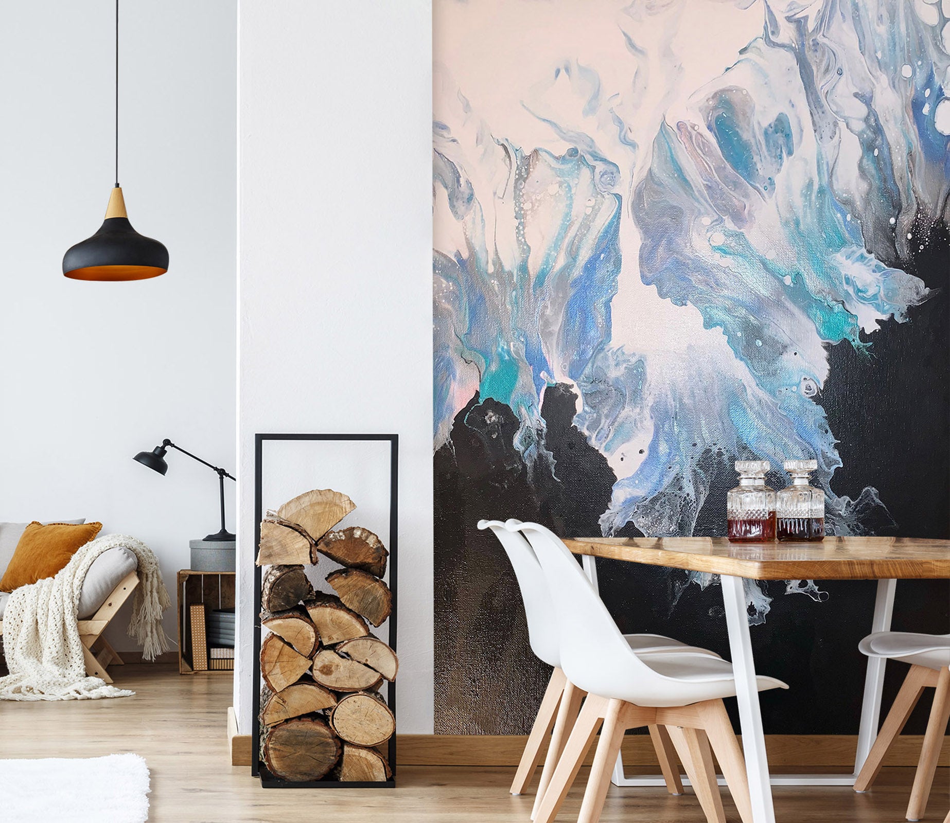 3D Light Blue Pattern 40035 Valerie Latrice Wall Mural Wall Murals