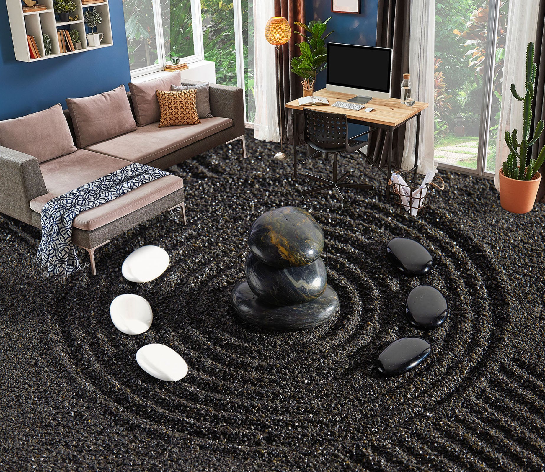 3D Black Sand 1467 Floor Mural  Wallpaper Murals Self-Adhesive Removable Print Epoxy