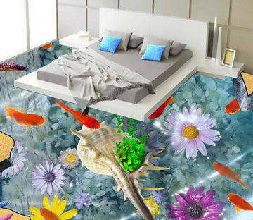 3D Koi Flowers 601 Floor Mural  Wallpaper Murals Rug & Mat Print Epoxy waterproof bath floor