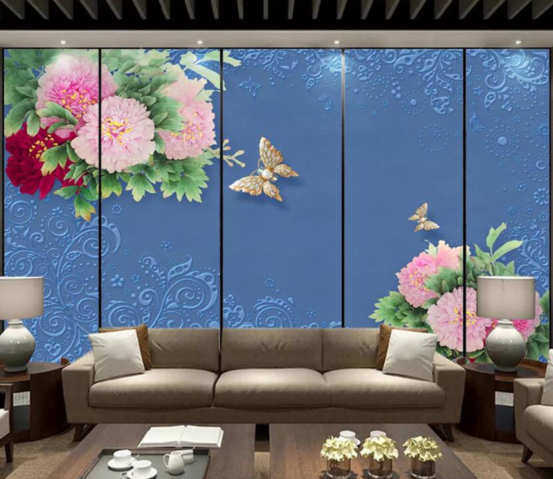3D Flower Butterfly WC76 Wall Murals Wallpaper AJ Wallpaper 2 