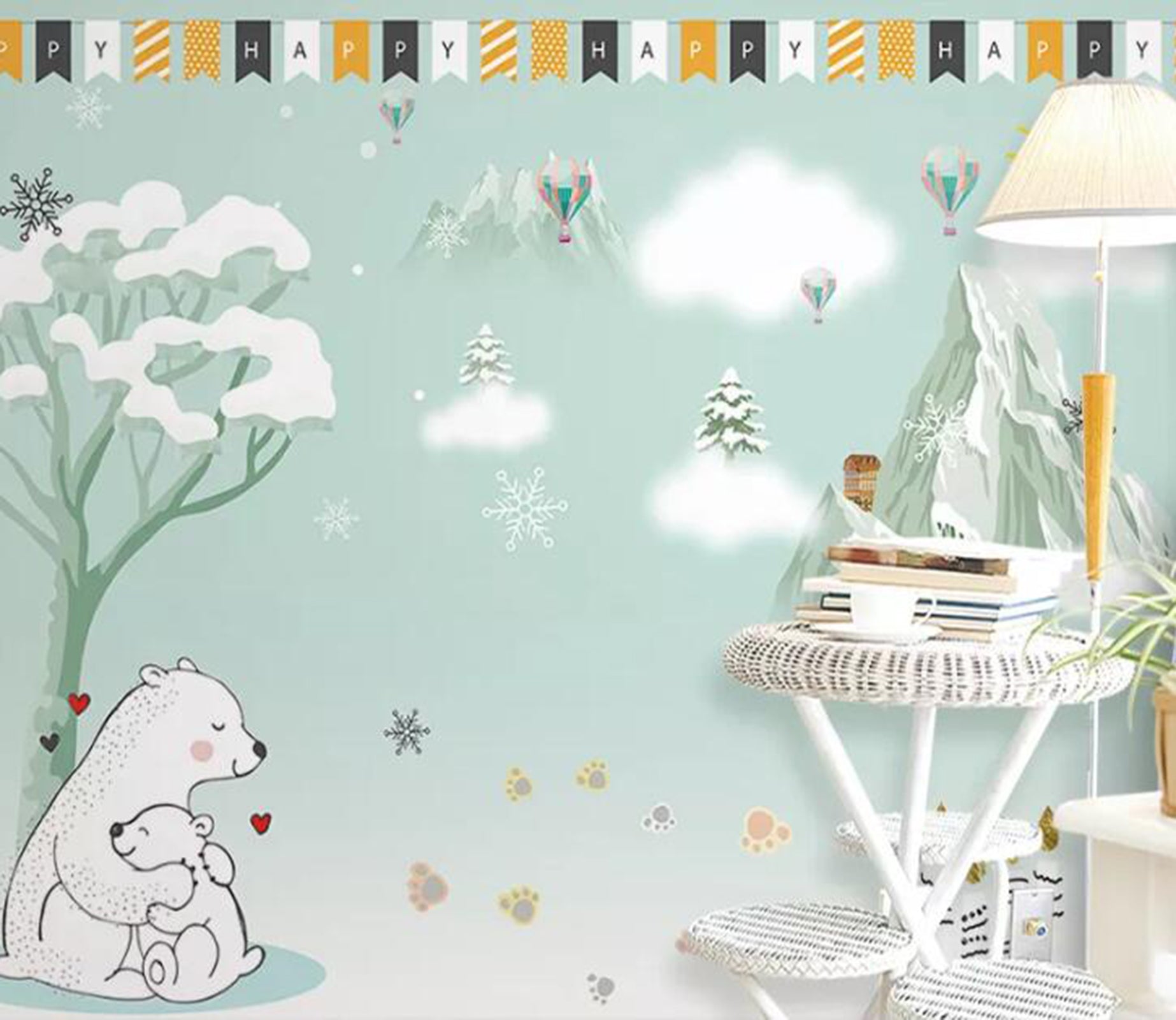 3D Snowflake Bear WC14 Wall Murals Wallpaper AJ Wallpaper 2 