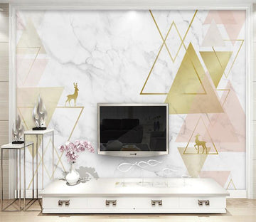 3D Gold Pink Triangle Stacking 2500 Wall Murals