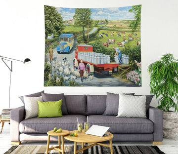 3D Lawn Milk Cart 11289 Trevor Mitchell Tapestry Hanging Cloth Hang
