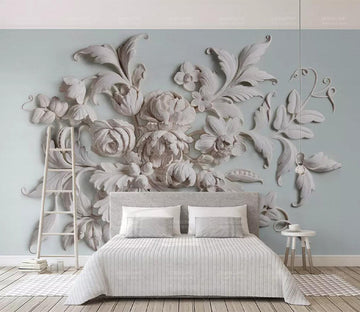 3D Carved Peony WC332 Wall Murals