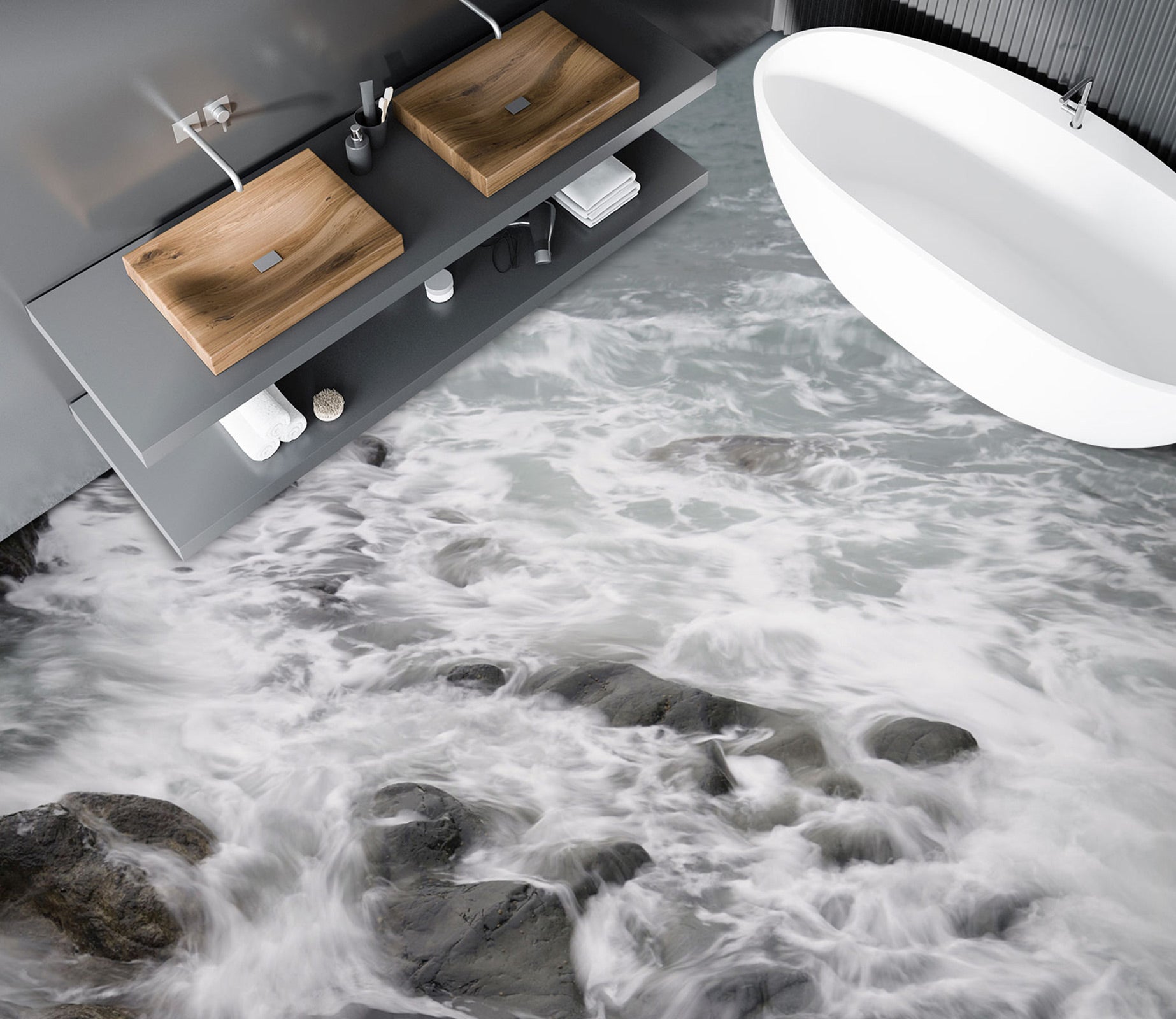 3D Grey Sea 179 Floor Mural  Wallpaper Murals Rug & Mat Print Epoxy waterproof bath floor