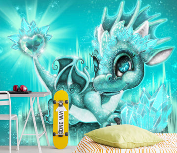 3D Blue Crystal Dragon 8407 Sheena Pike Wall Mural Wall Murals