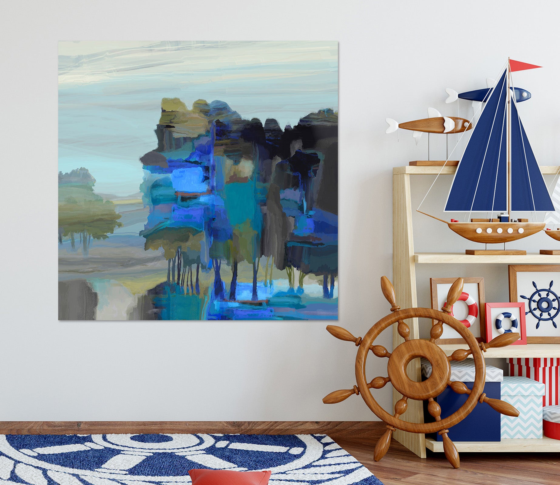 3D Blue Lake 027 Michael Tienhaara Wall Sticker