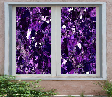 3D Purple Crystal 331 Window Film Print Sticker Cling Stained Glass UV Block