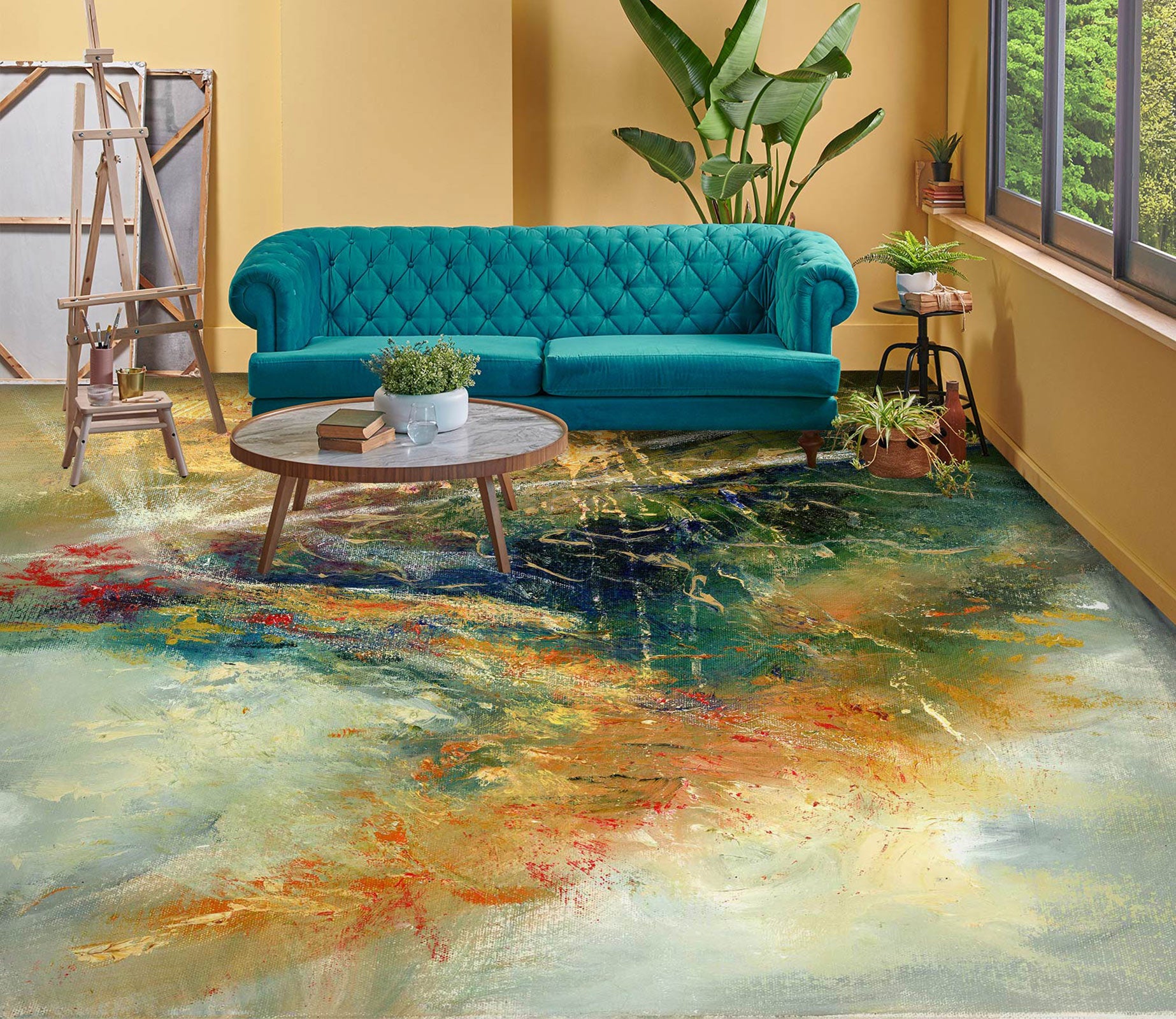 3D Green Pattern Texture 99175 Anne Farrall Doyle Floor Mural  Wallpaper Murals Self-Adhesive Removable Print Epoxy