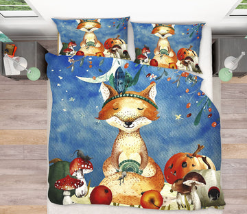 3D Moon Fox Apple 006 Uta Naumann Bedding Bed Pillowcases Quilt