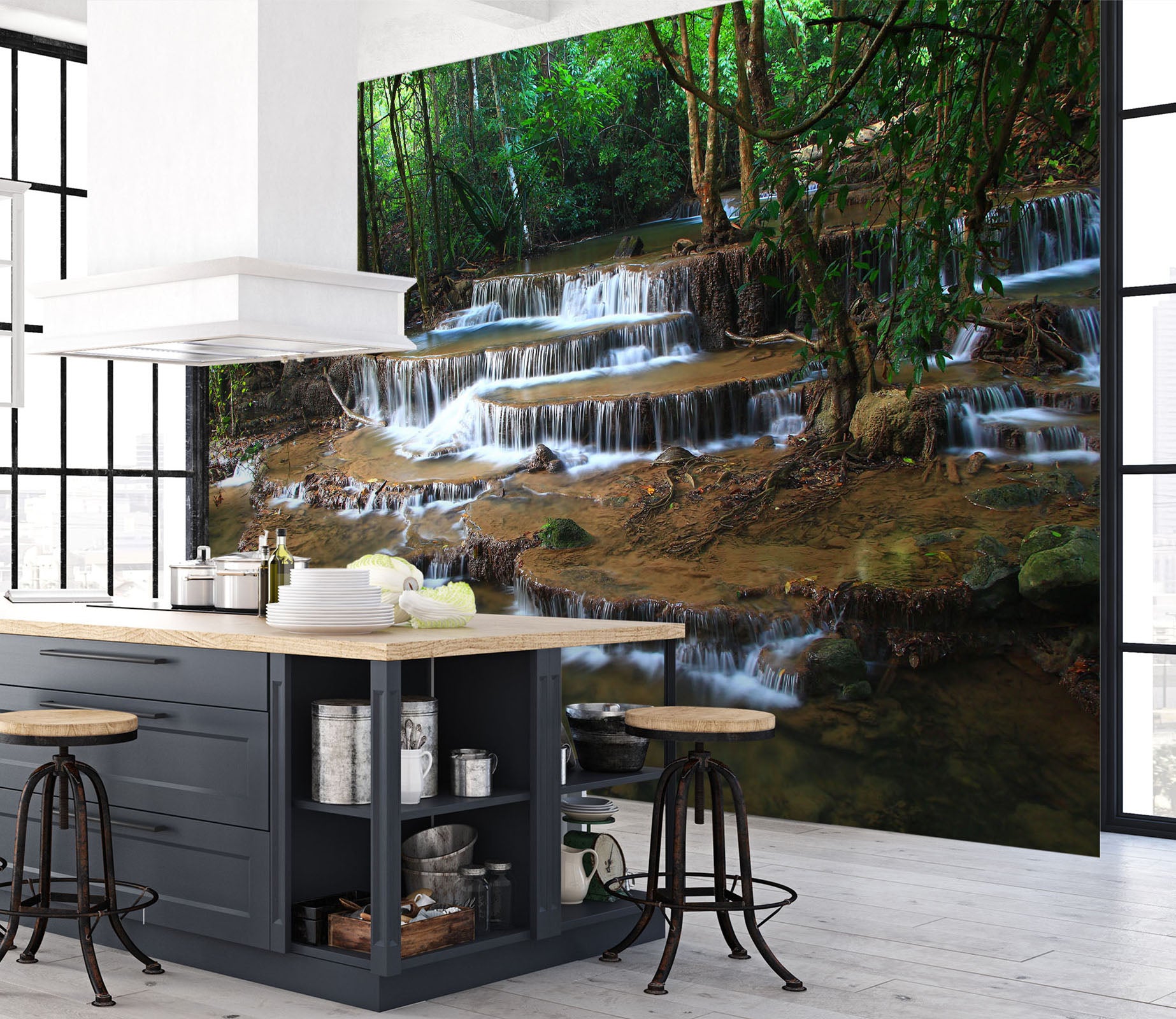3D Mountain Running Water 57192 Wall Murals
