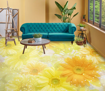3D Romantic Yellow Flowers 1358 Floor Mural  Wallpaper Murals Self-Adhesive Removable Print Epoxy