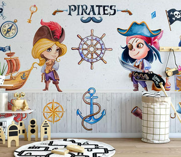 3D Ship Pirate WC501 Wall Murals