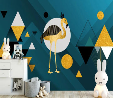3D Golden Flamingo 317 Wall Murals
