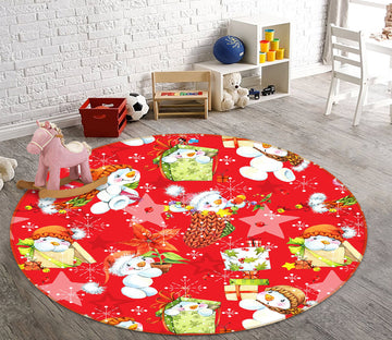 3D Snowman Pattern 55188 Christmas Round Non Slip Rug Mat Xmas