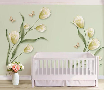 3D White Flowers WG39 Wall Murals Wallpaper AJ Wallpaper 2 