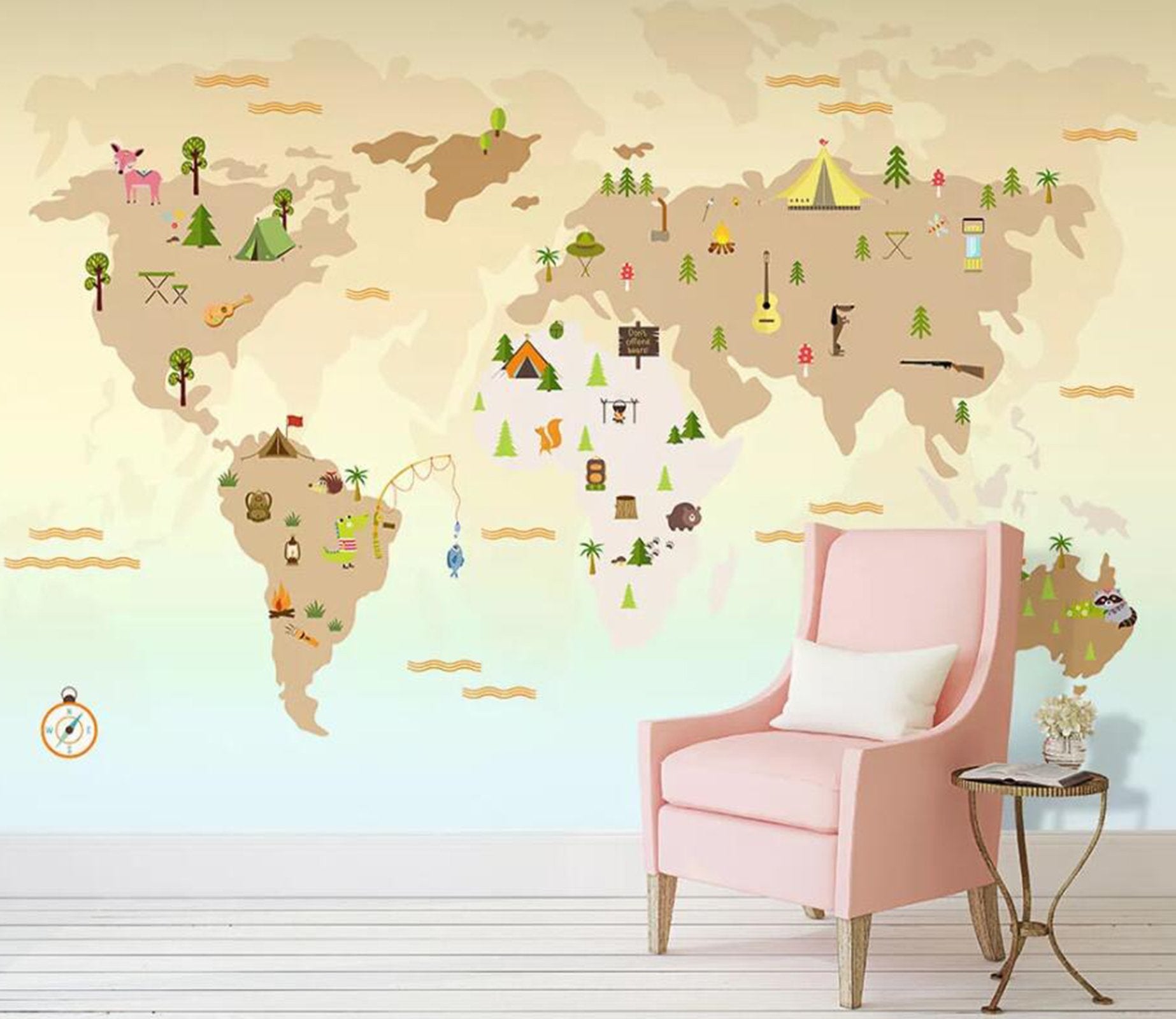 3D Animal Map WC52 Wall Murals Wallpaper AJ Wallpaper 2 