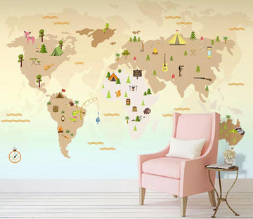 3D Animal Map WC52 Wall Murals Wallpaper AJ Wallpaper 2 