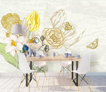 3D Flower Leaves WC06 Wall Murals Wallpaper AJ Wallpaper 2 