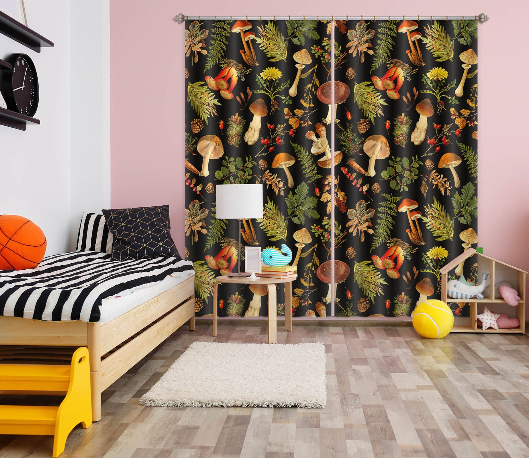 3D Red Mushroom 262 Uta Naumann Curtain Curtains Drapes