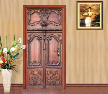 3D Red Vintage Door 011 Door Mural