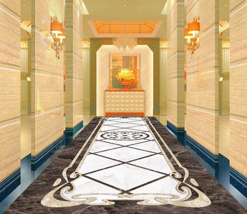3D Rectangular Black Pattern WG621 Floor Mural Wallpaper AJ Wallpaper 2 